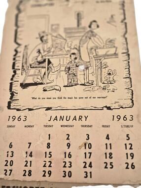 Vintage 1963 Cowboy Calendar Ace Reid Western Ranch Humor Calendar Rustic Decor